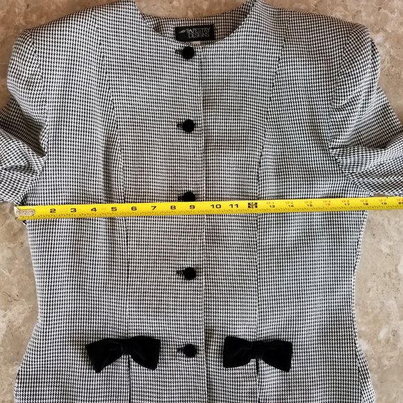 Vintage Black/White Houndstooth 2 pc Skirt Suit Set Size 8/10  Made in USA - Picture 5 of 13